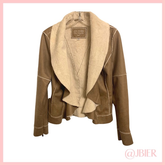 GUESS Suede Faux Fur Jacket - Picture 1 of 4